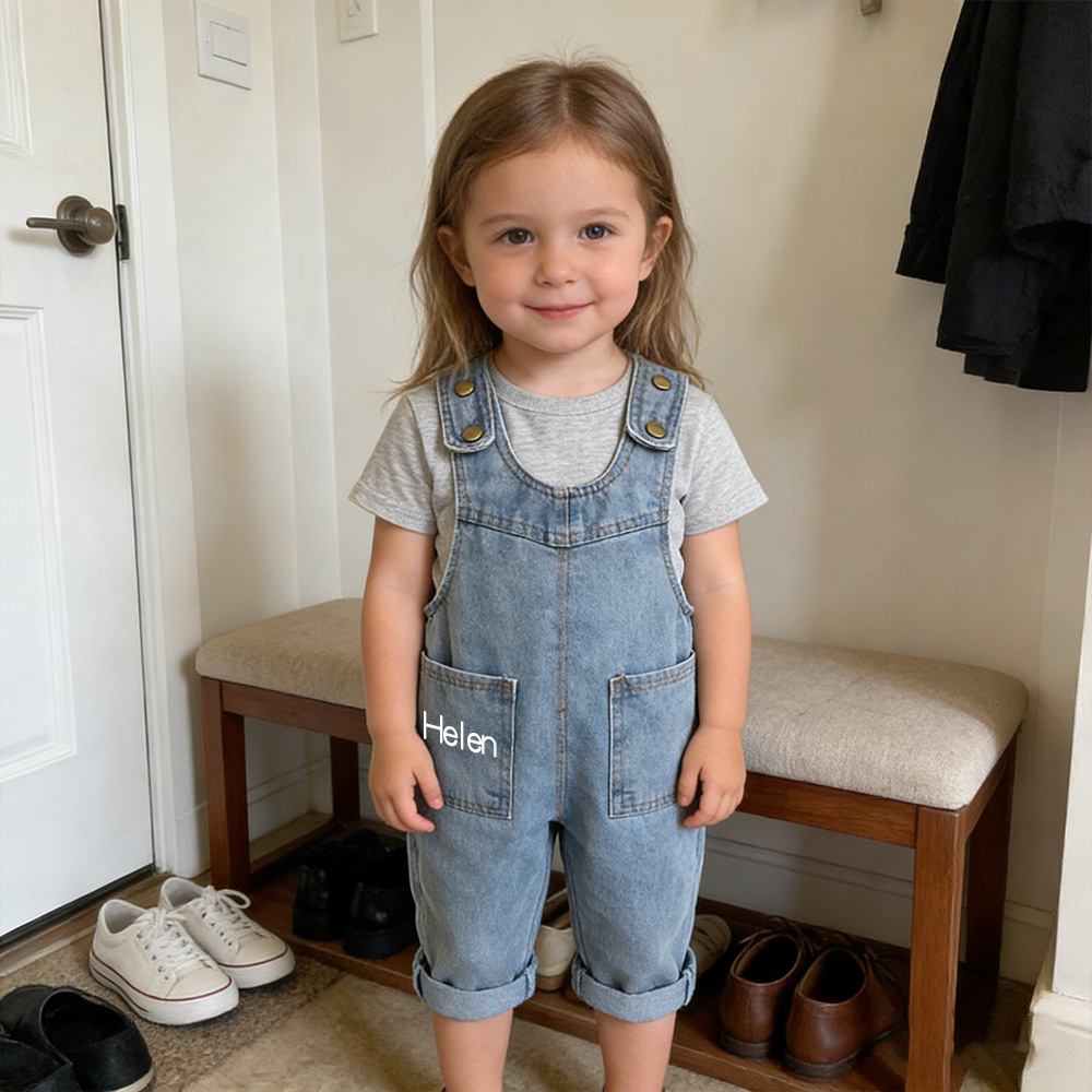 Personalized Kids Retro Denim Overalls| Pants41