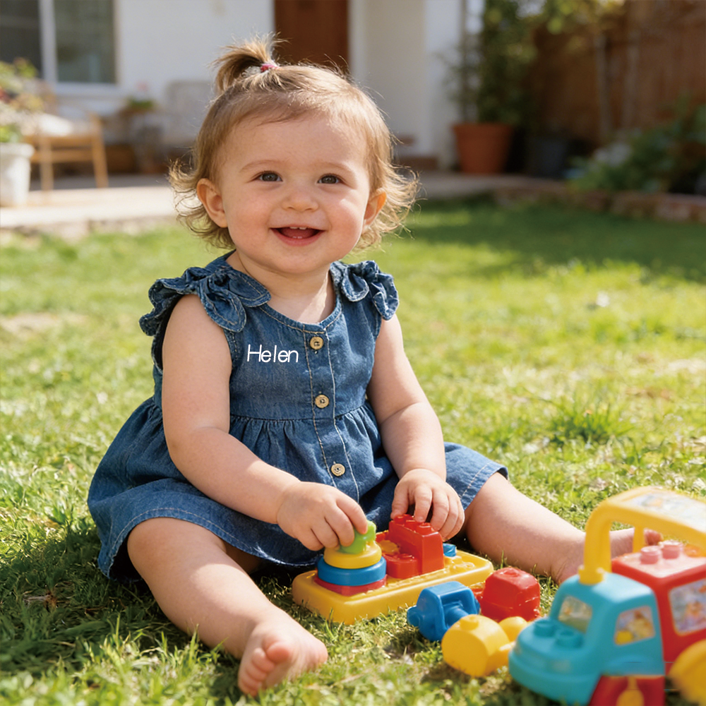 Personalized Baby Girl Summer Sleeveless Denim Dress| Dress72