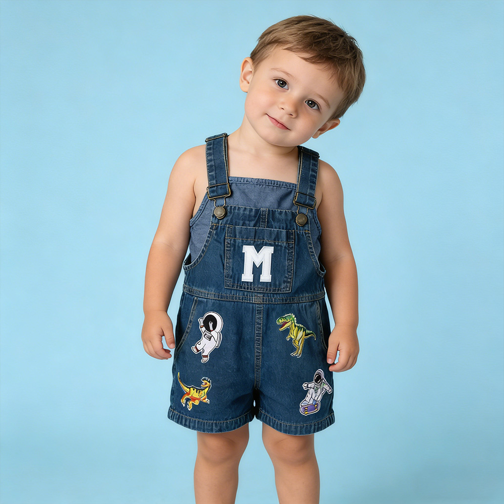 Personalized Kids Patch Denim Overalls| Pants23