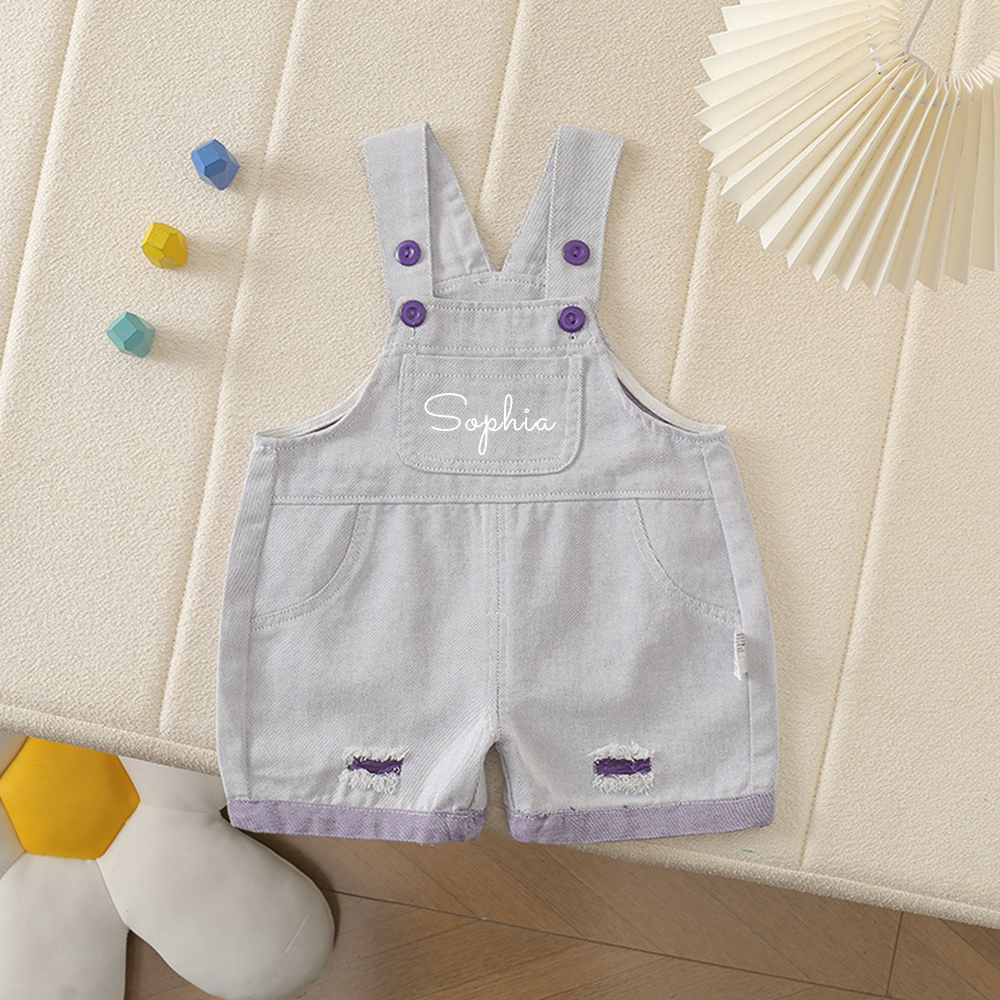 Personalized Kids Color Denim Overalls| Pants53