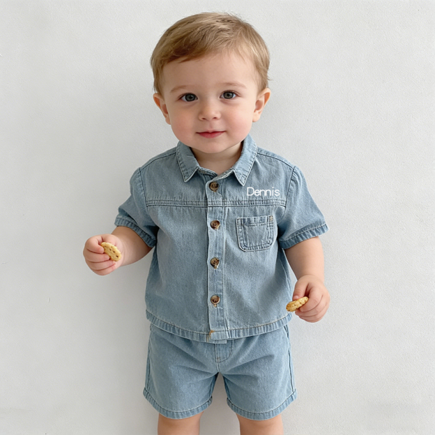 Personalized Boy Casual Denim Two-Piece Set| Cloth268