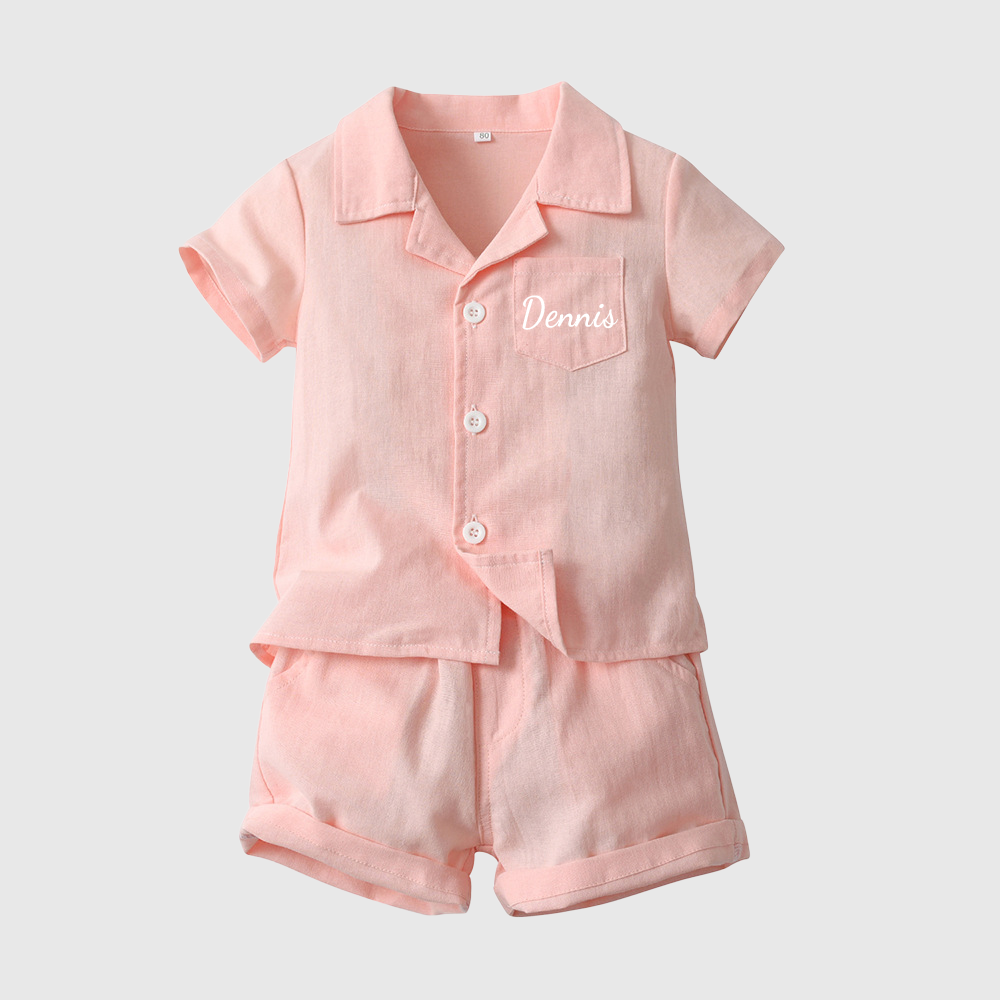 Personalized Boy Summer Casual Linen Short Set| Cloth269