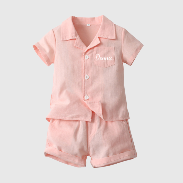 Personalized Boy Summer Casual Linen Short Set| Cloth269