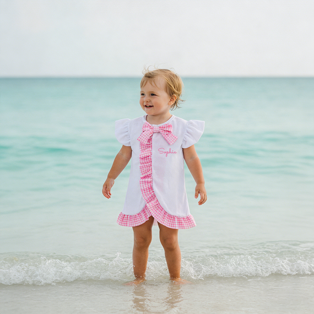 Personalized Girl Ruffle Beach Swim Cover Up| Swimsuit07