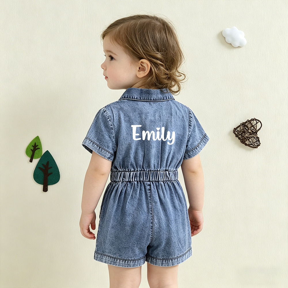 Personalized Girl Casual Denim Jumpsuit | cloth275