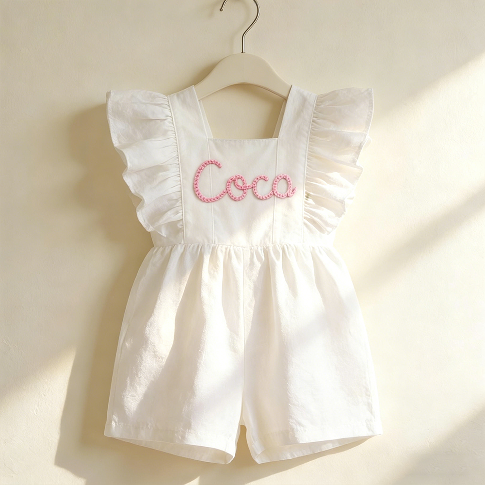 Personalized Baby Girl Hand Knitted Bubble Romper| BBcloth136