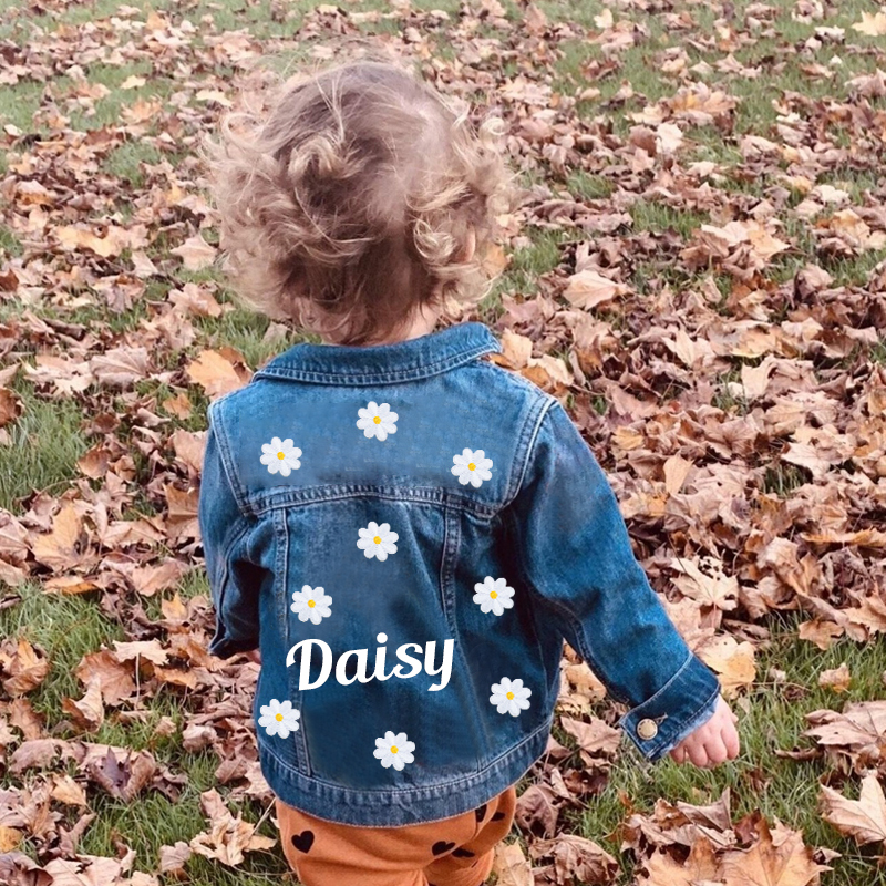 Personalized Girls Flower Denim Jackets | Cloth92