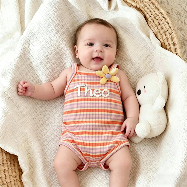 Personalized Baby Hand Knitted Summer Romper| BBcloth137
