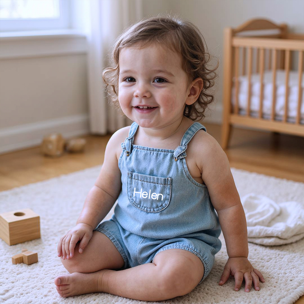 Personalized Denim Baby Overalls Romper| BBcloth141
