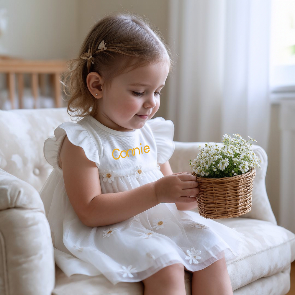 Personalized Daisy Tulle Baby Romper Dress| Dress114