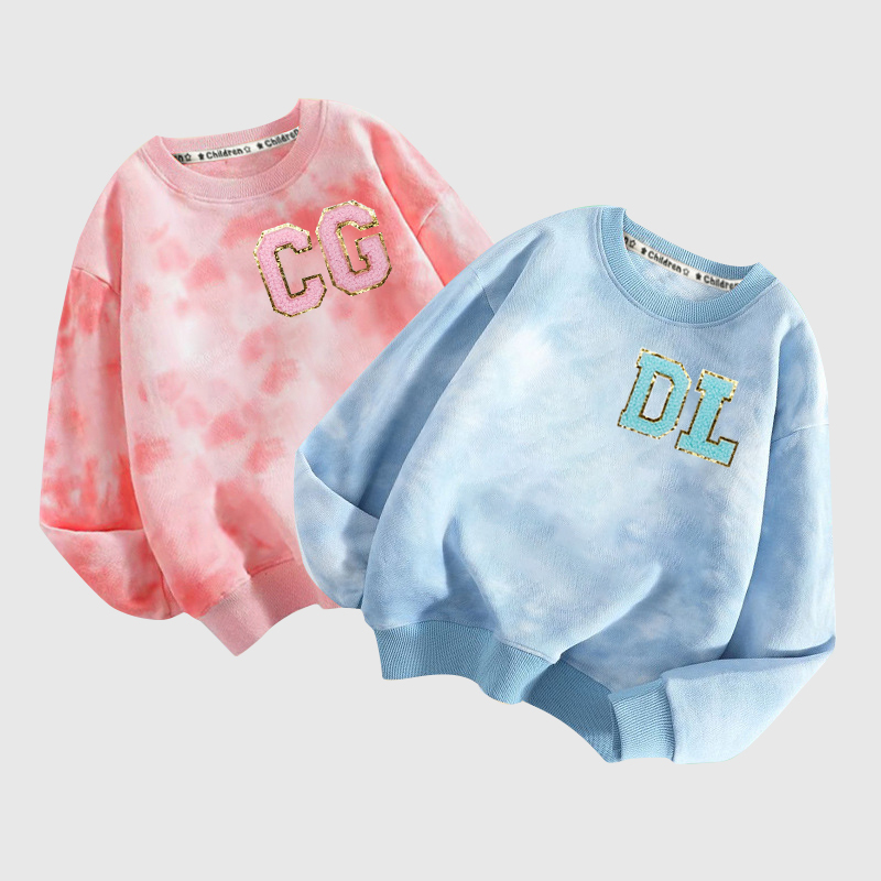 Personalized Chenille Patch Tie Dye Sweatshirt| Cloth105