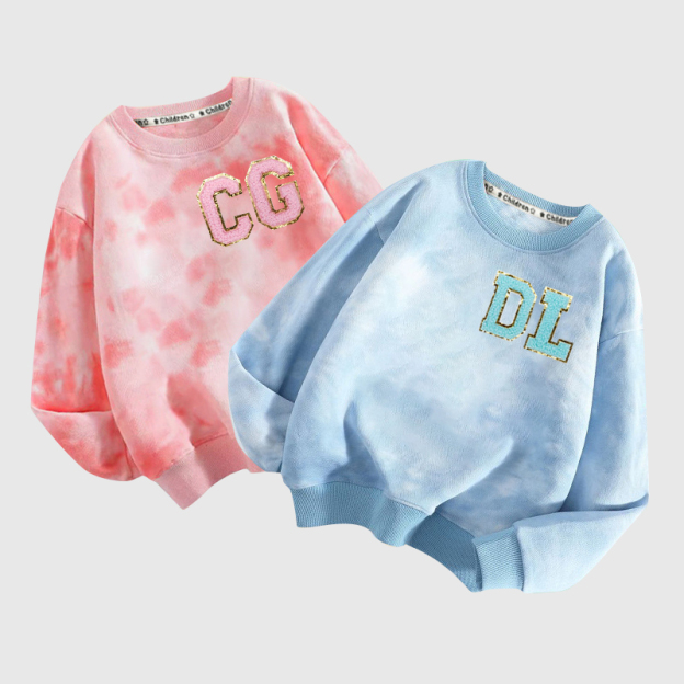 Personalized Chenille Patch Tie Dye Sweatshirt| Cloth105