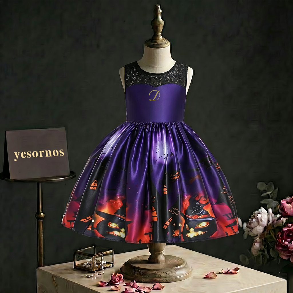Personalized Girl Halloween Witch Costume Party Dress| YESHalloween16