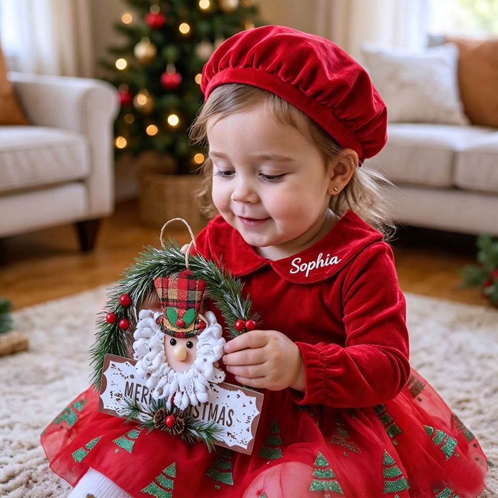 Personalized Girl Velvet Christmas Tree Tutu Dress Set| YESMC38