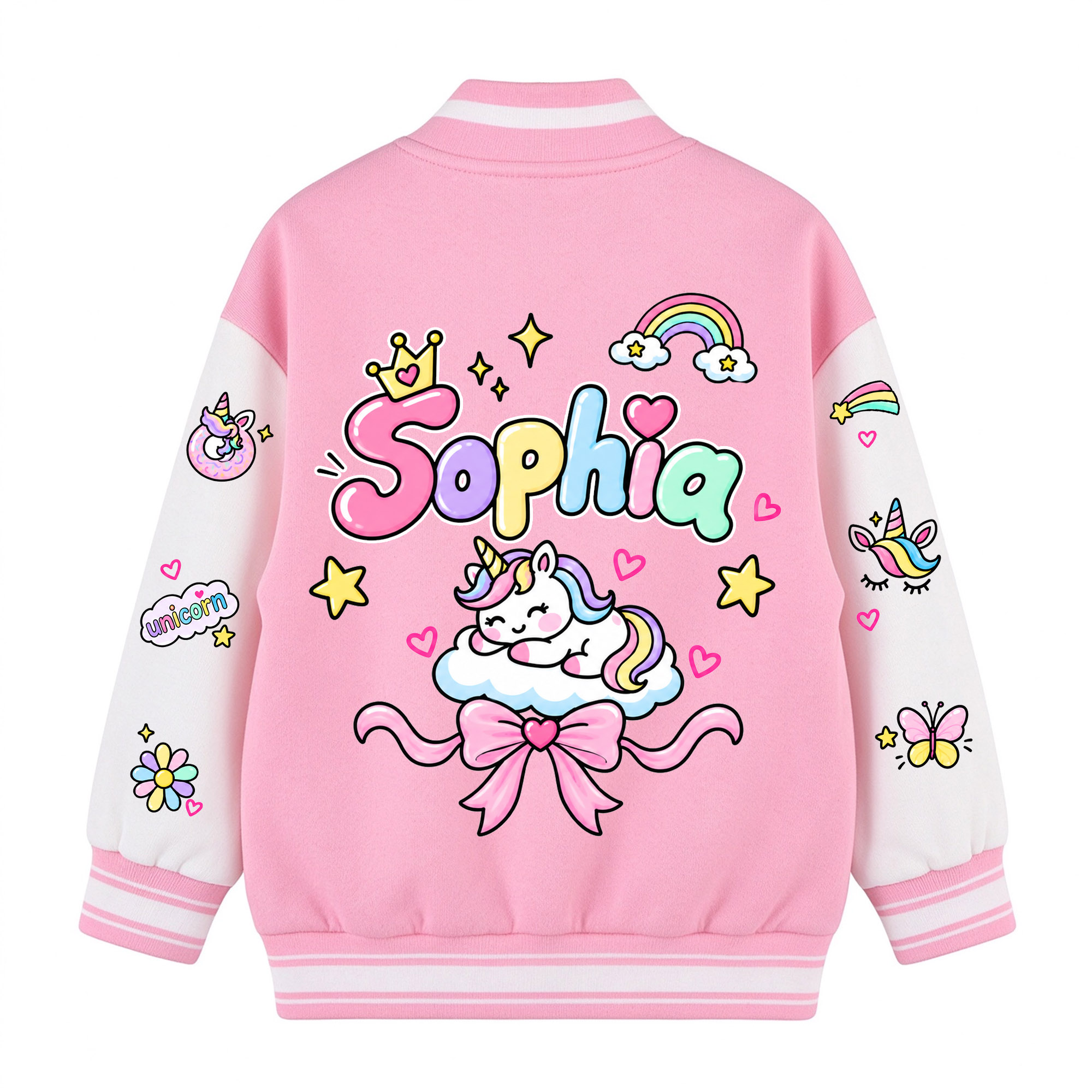 Personalized Kids Unicorn Varsity Jacket | Cloth290