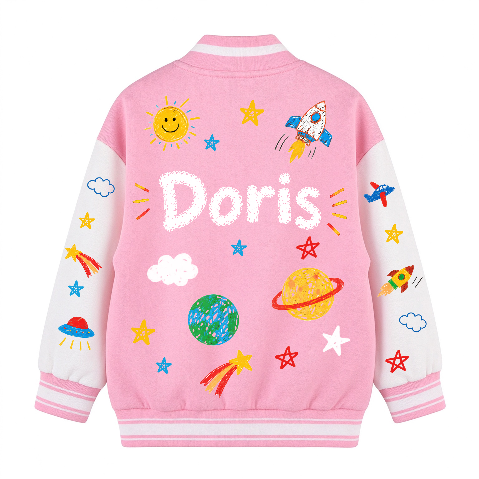 Personalized Kids Space Rocket Varsity Jacket | Cloth291