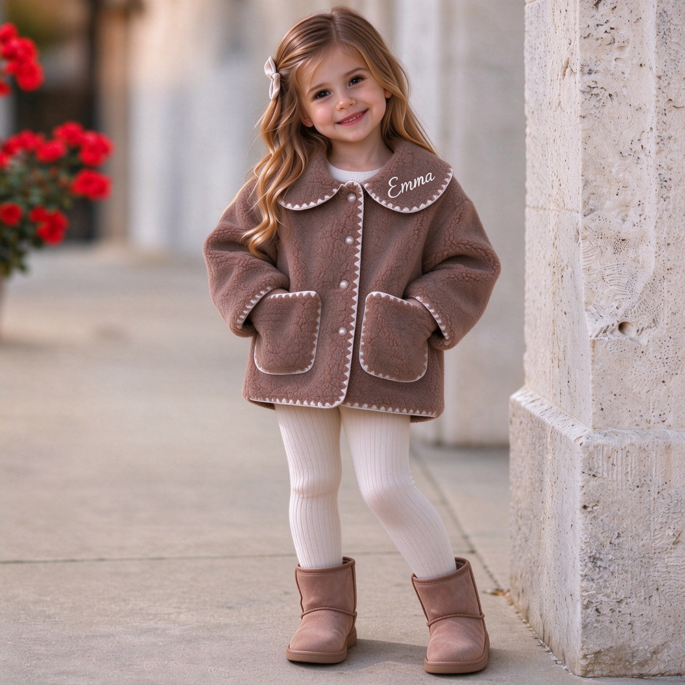 Personalized Embroidered Girls Sweet Teddy Fleece Coat | Cloth300