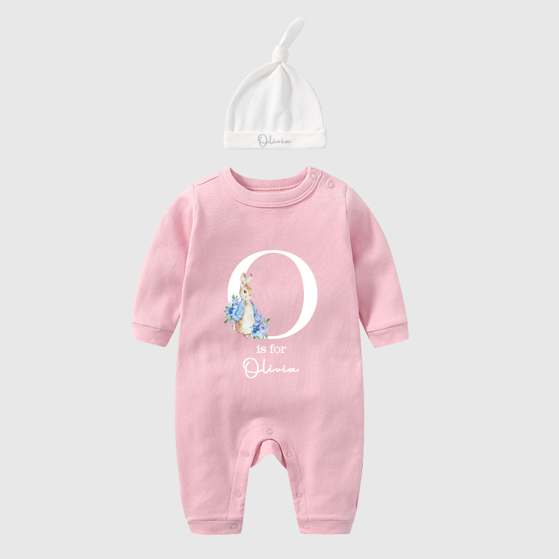Personalised Blue Rabbit Initial Baby Going Home Sets| BBCloth03