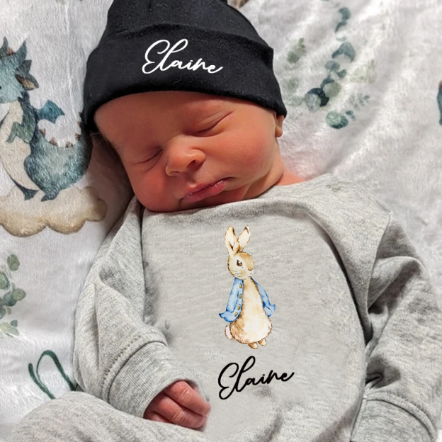 Personalized Blue & Pink Rabbit Baby Going Home Sets| BBCloth13