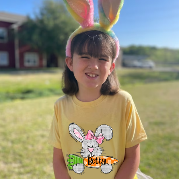 Personalized Kids Bunny Summer T-Shirt| Cloth134