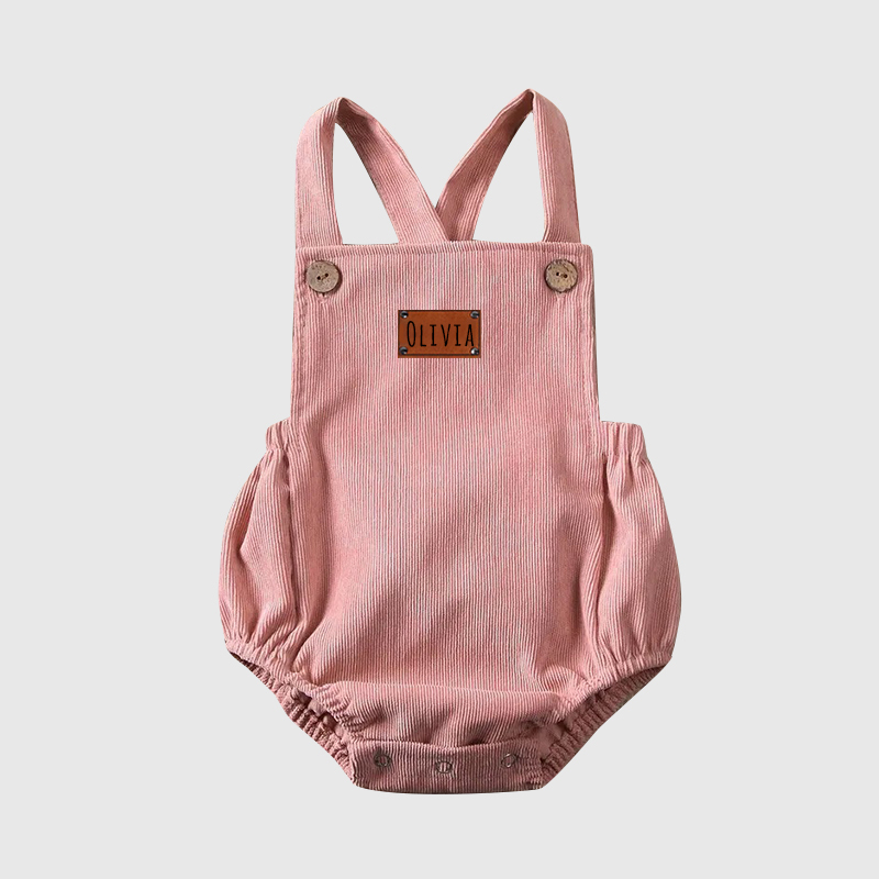 Personalized Leather Patch Baby overalls suspenders| BBCloth31