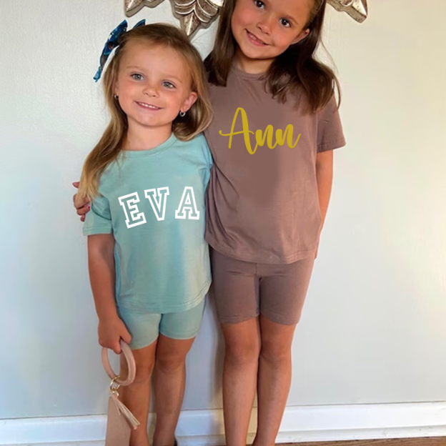 Personalized Kids Puff Vinyl Toddler Shorts Set| Cloth156