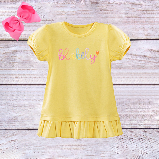 Personalized Girls Rainbow Short Sleeve Ruffle Shirt| Cloth145