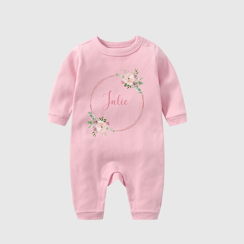Personalized Baby Girl Newborn Floral Going Home Bodysuit| BBCloth29