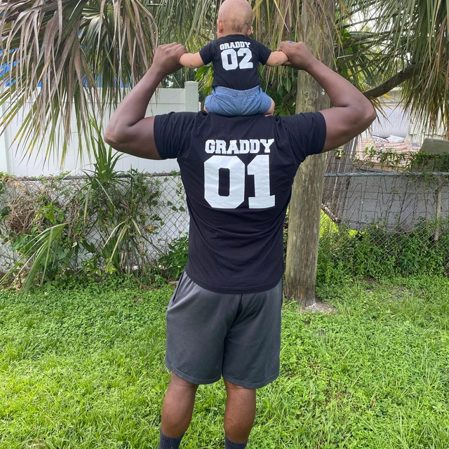 Personalised Dad and Baby Last Name Number Matching Shirts| Match02