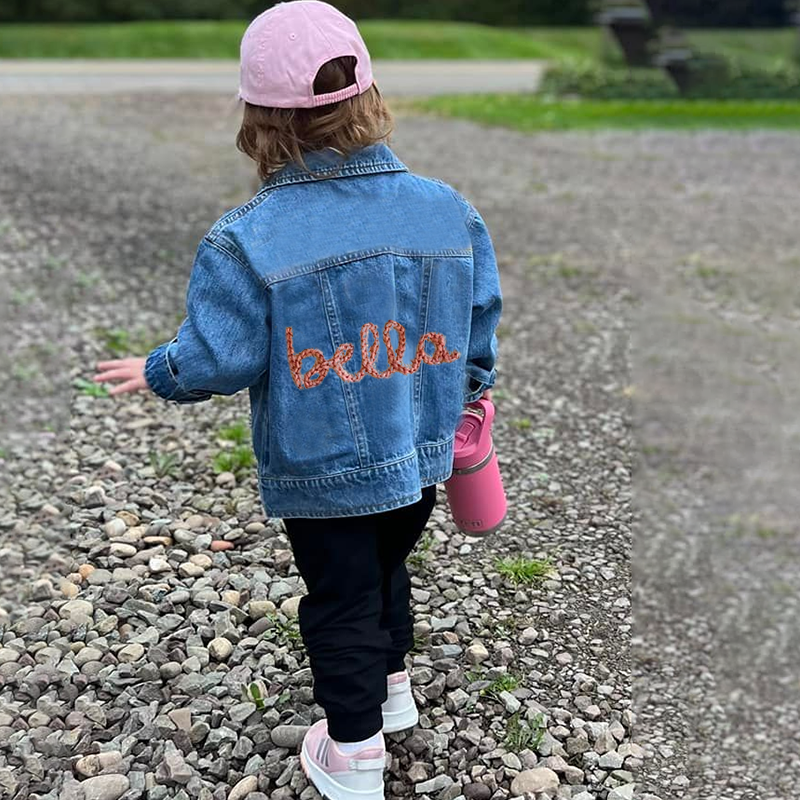 Personalized Kids Hand Embroidered Denim Jacket| Cloth161