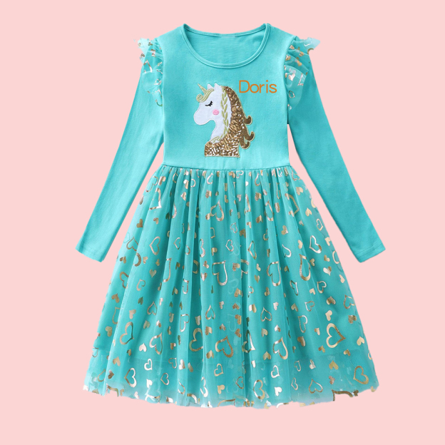 Personalized Girl Unicorn Birthday Dress| Dress09
