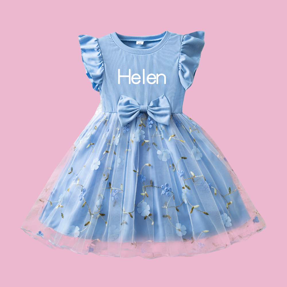 Personalized Girl Floral Mesh Dress| Dress54