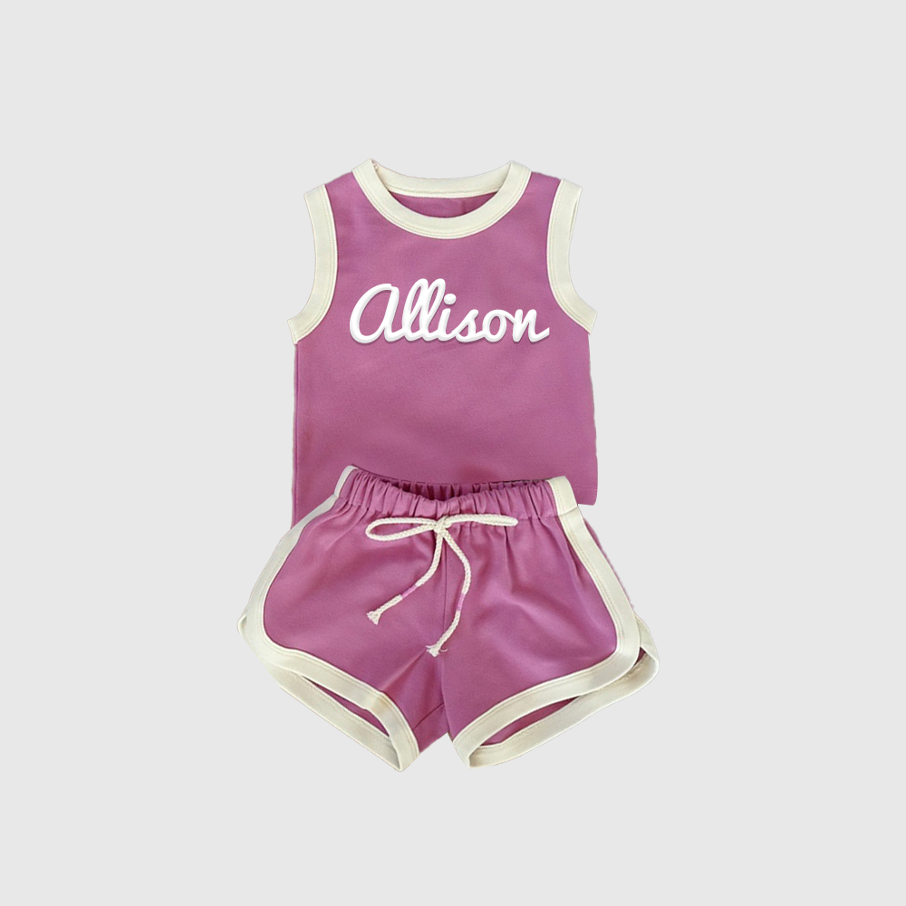 Personalized Kids Puff Name Toddler shorts Set| Cloth225