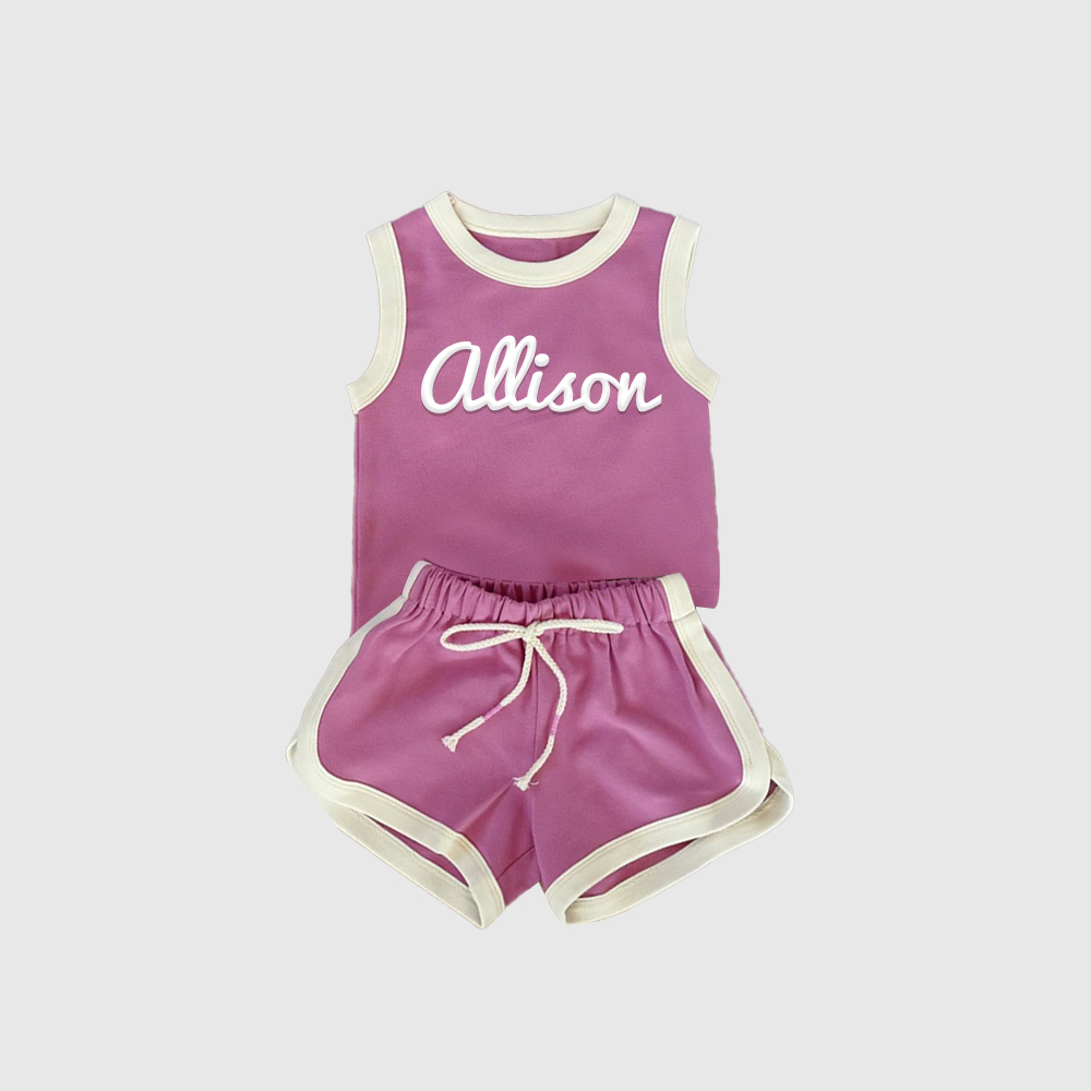 Personalized Kids Puff Name Toddler shorts Set| Cloth225