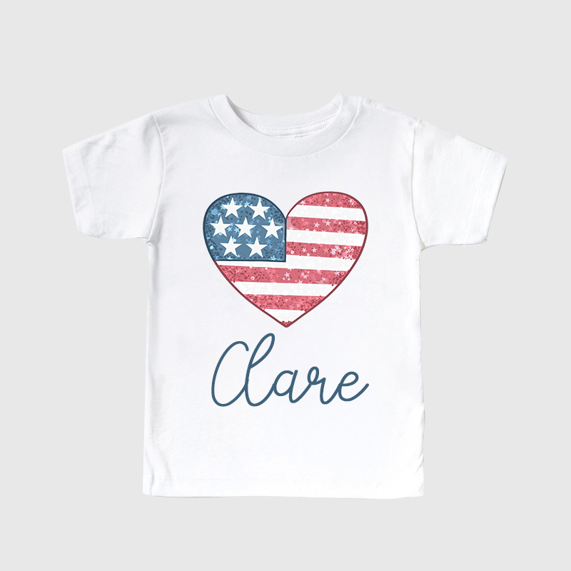 Personalized Kid 4th Of July Heart Independence T-Shirt| Cloth1453