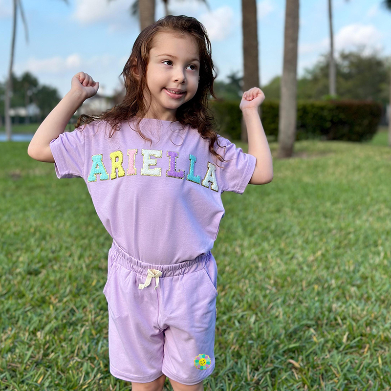 Personalized Kid Summer Hand Patch Toddler Set |Cloth218