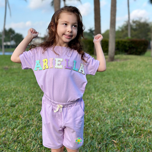 Personalized Kid Summer Hand Patch Toddler Set |Cloth218