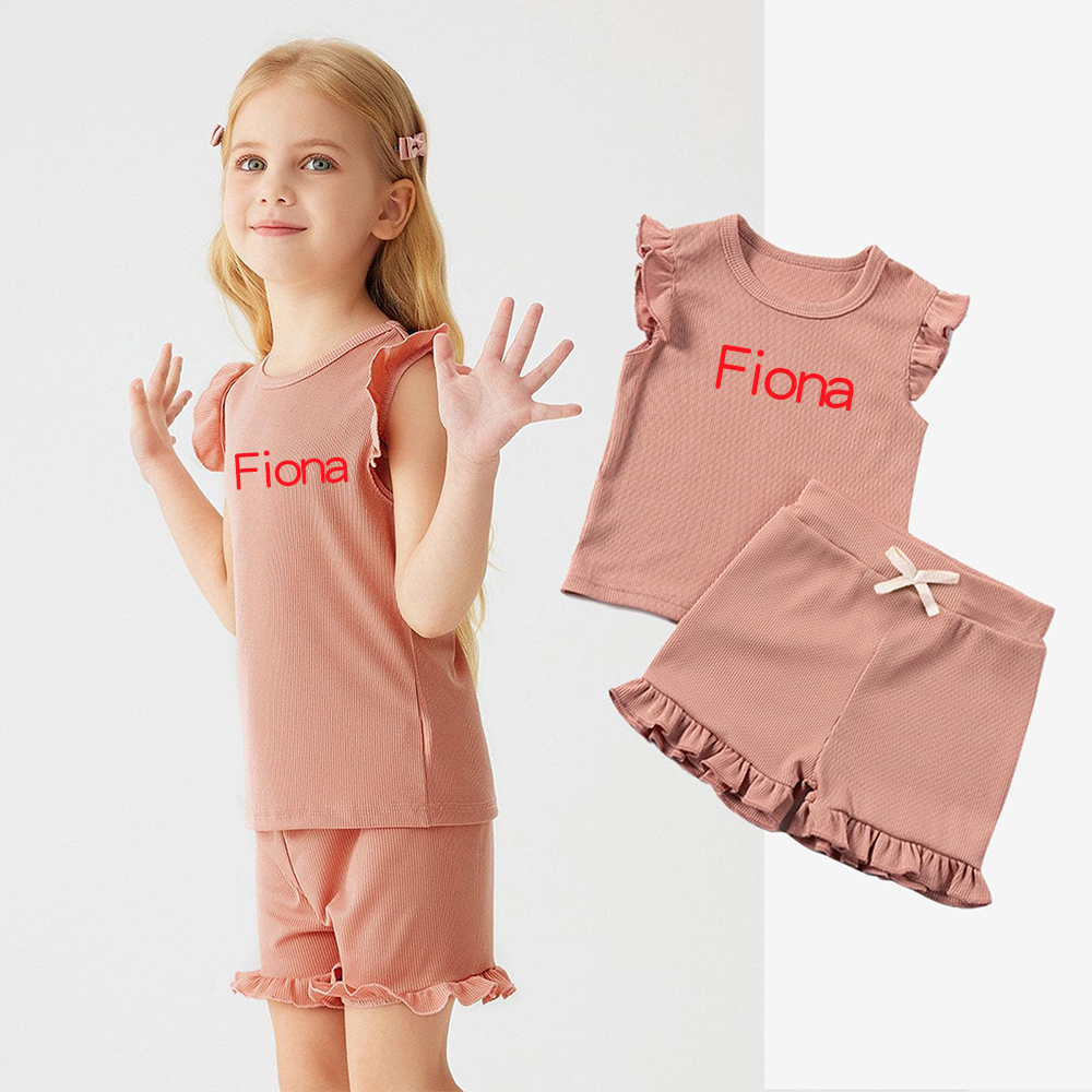 Personalized Girl Summer Ruffle T-Shirt and Shorts Set| Cloth231