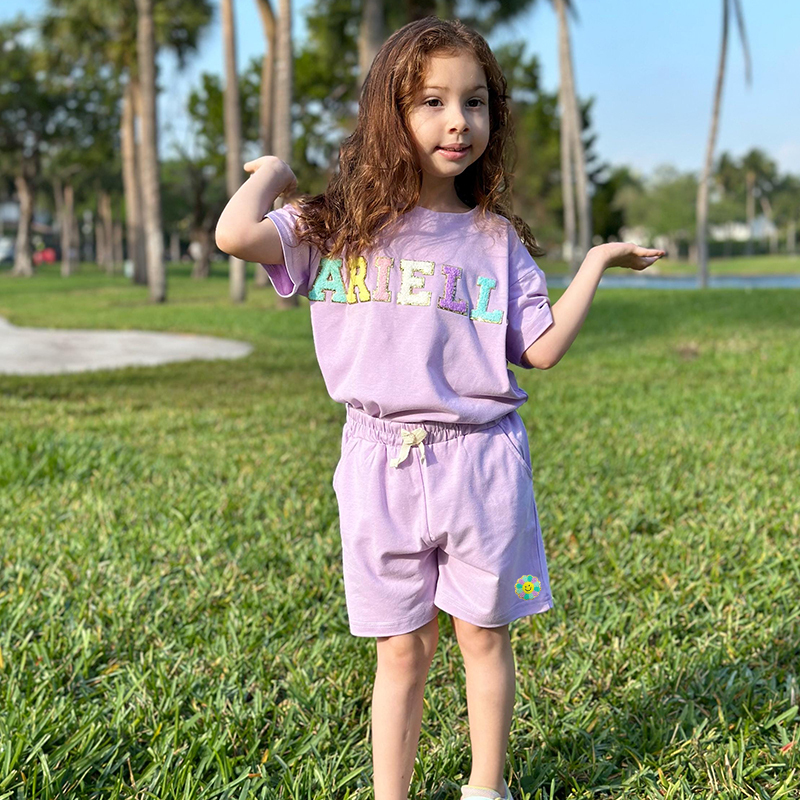 Personalized Kid Summer Hand Patch Toddler Set |Cloth218