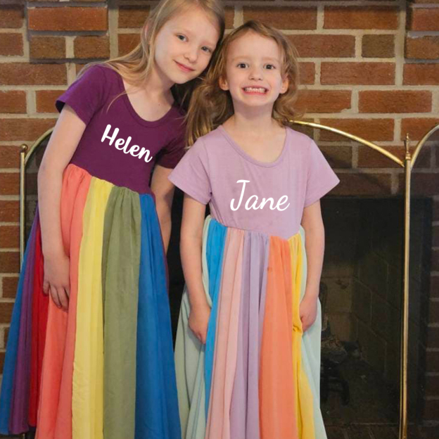 Personalized Girl Rainbow Twirly Party Dress| Dress23