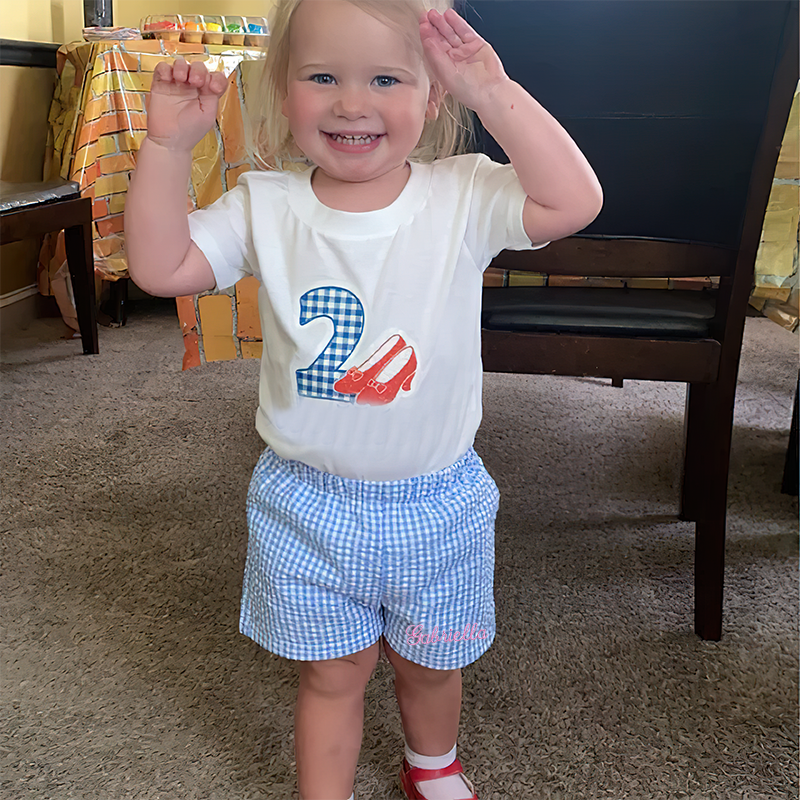 Personalized Kids Color Gingham shorts| Pants01