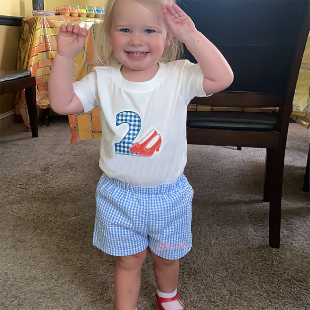 Personalized Kids Color Gingham shorts| Pants01