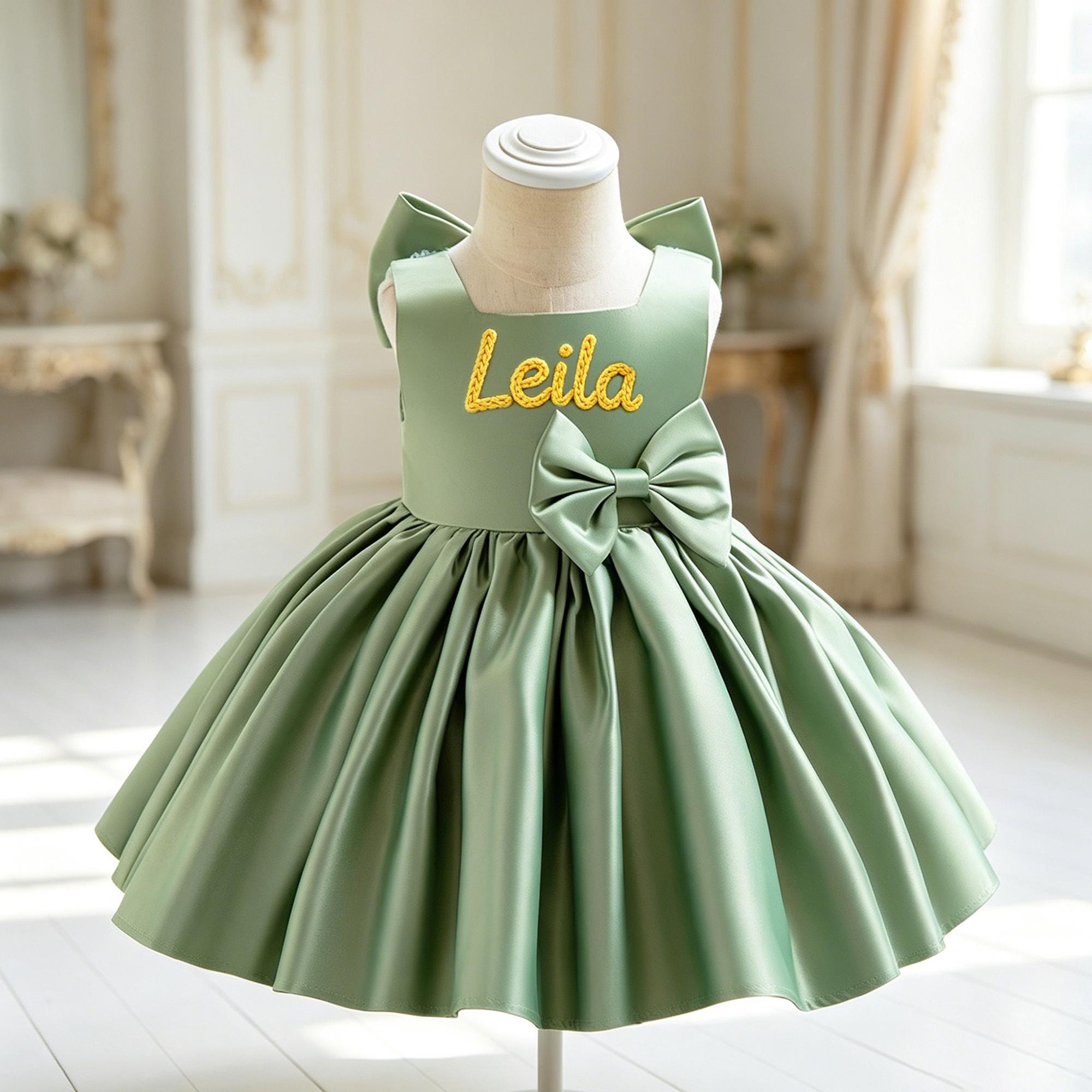 Personalized Baby Girl Embroidered Party Dress| Dress120