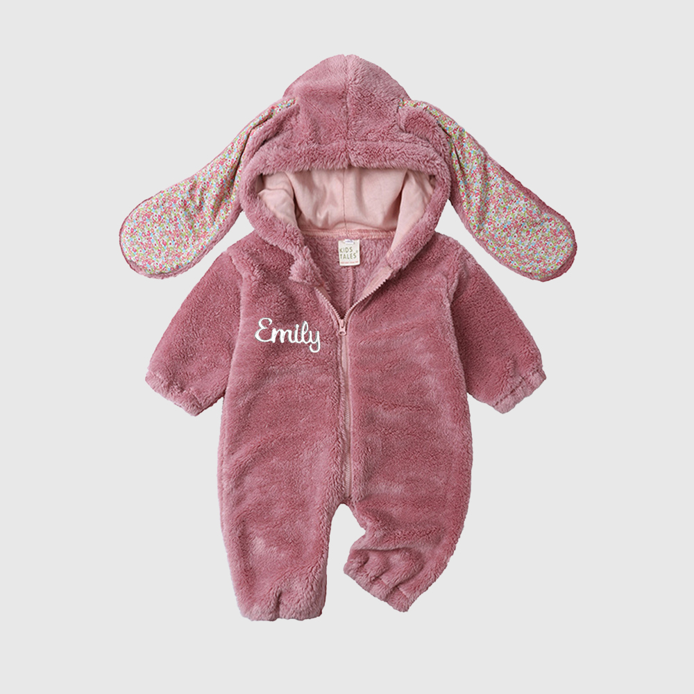 Personalized Baby  Bunny Hooded Romper| BBcloth120
