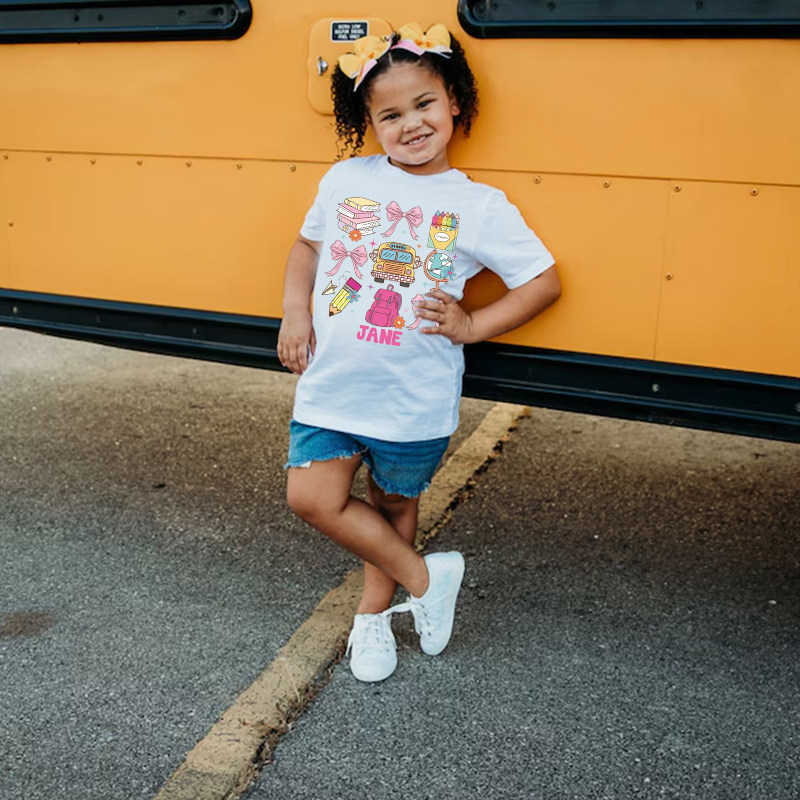 Personalized Girls Back To School Name T-Shirt| Cloth1481