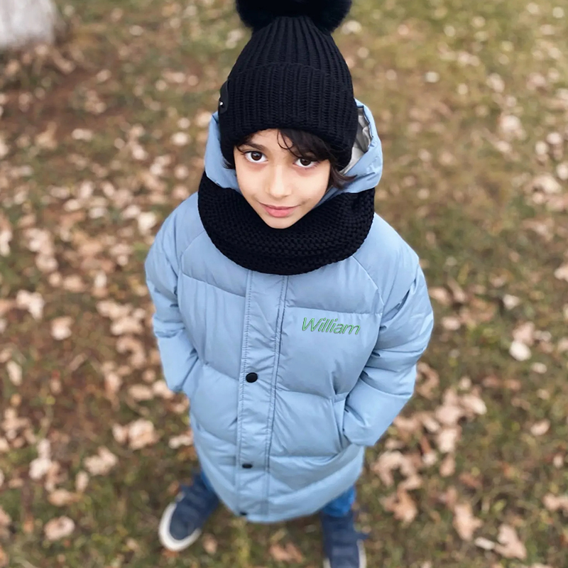 Personalized Kids Winter Thicken Warm Embroidered Long Jackets| Cloth199