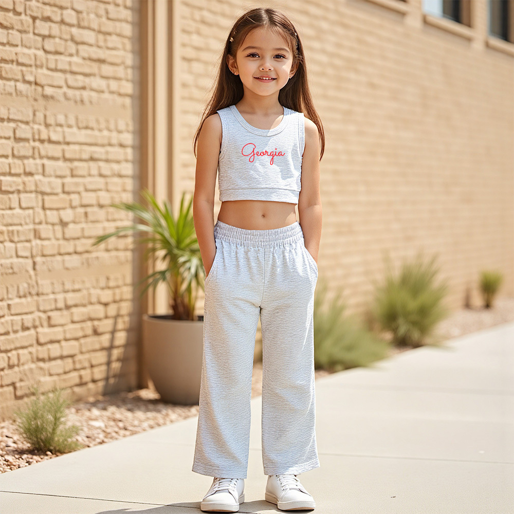 Personalized 2PCS Girl Summer Sleeveless Vest Set| Cloth222
