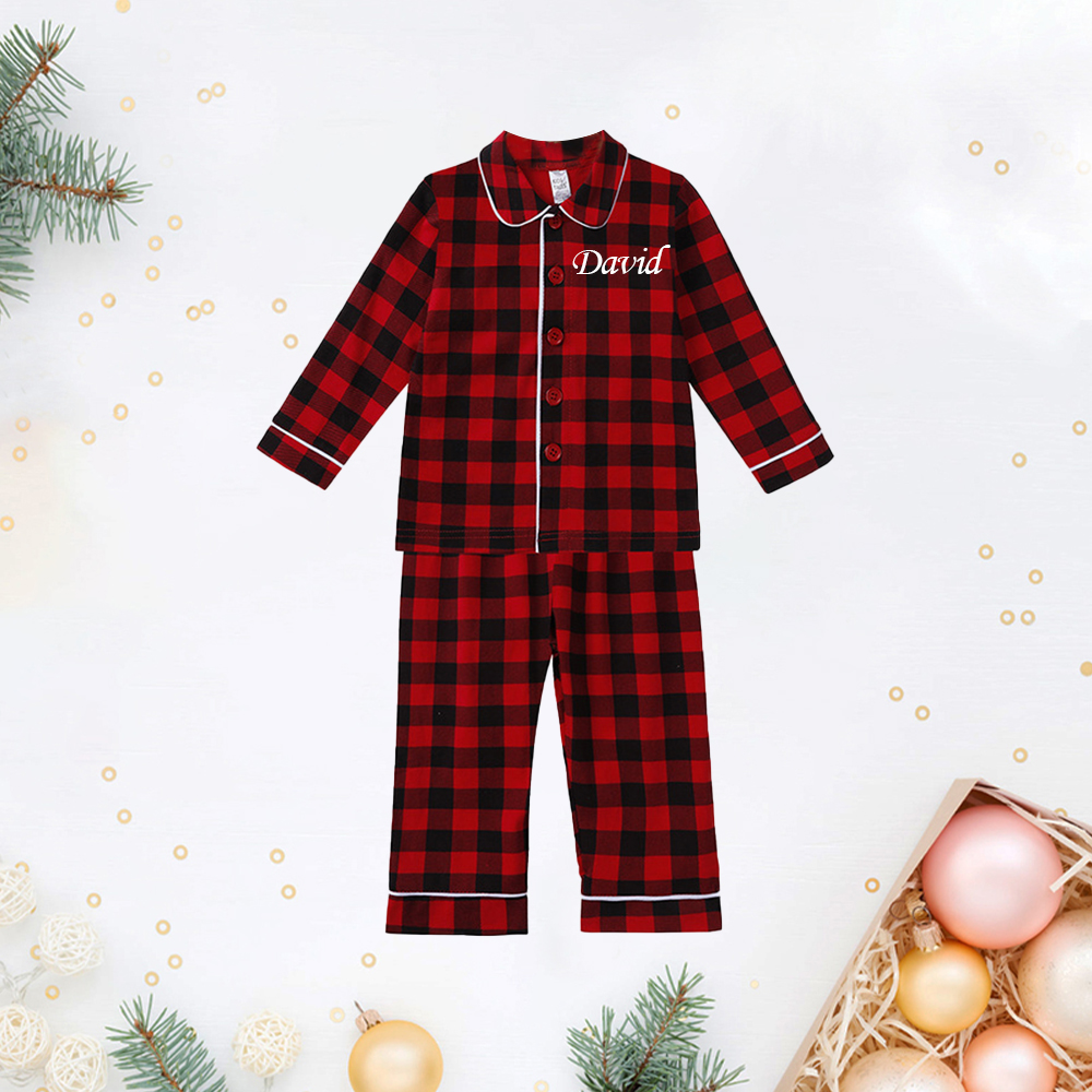 Personalized Kids Embroidered Name Christmas Pajamas| Cloth201