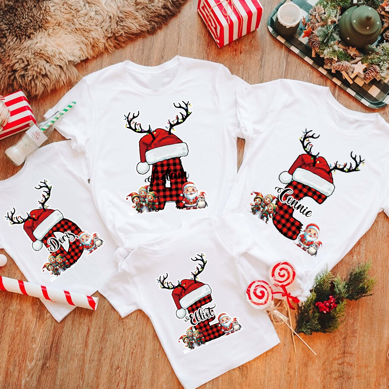 Personalized Family Christmas Monogrammed Name T-Shirt| Match0419
