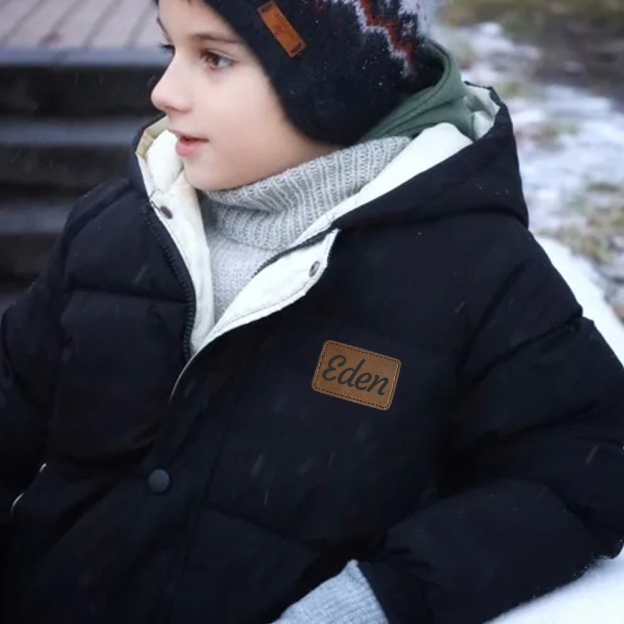 Personalized Kid Leather Patch Winter Thickened Warm Jacket| Cloth211